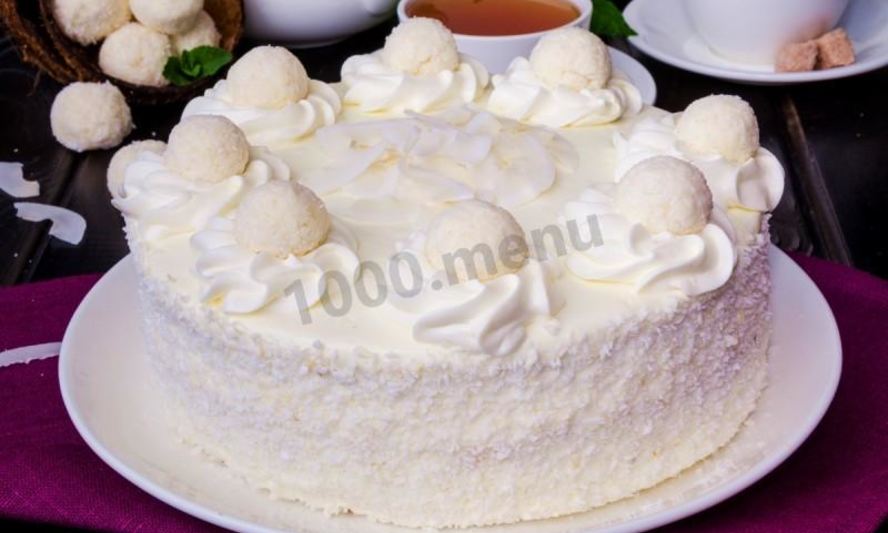 Рецепт бисквитного торта рафаэлло с миндалем и кокосовой стружкой