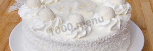 бисквитный торт рафаэлло с миндалем и кокосовой стружкой