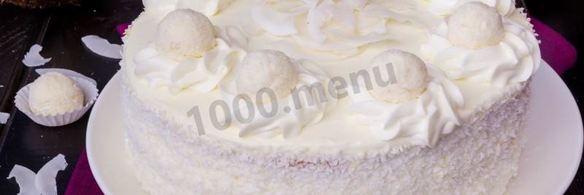 бисквитный торт рафаэлло с миндалем и кокосовой стружкой