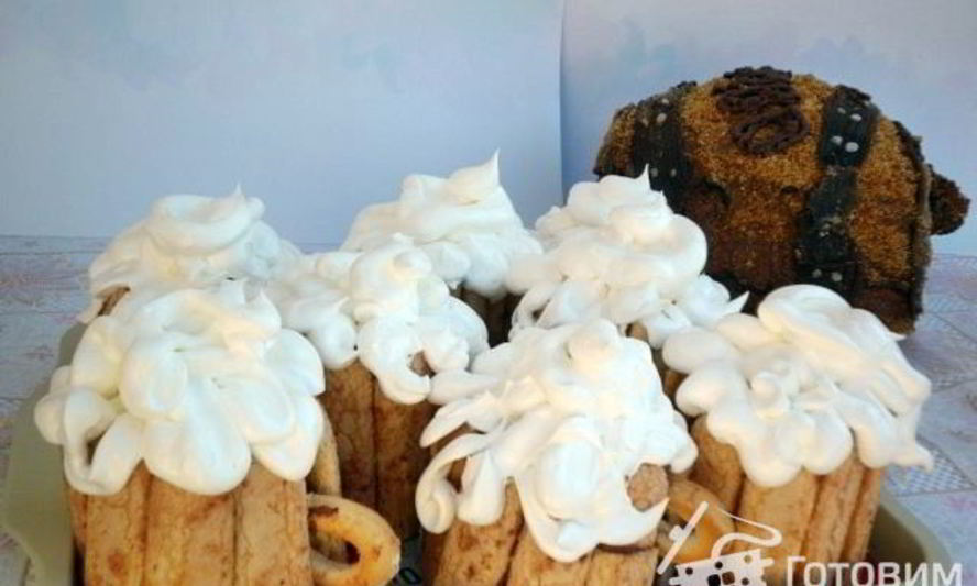 Рецепт торта пивные кружки с бочкой пива медовые шарики