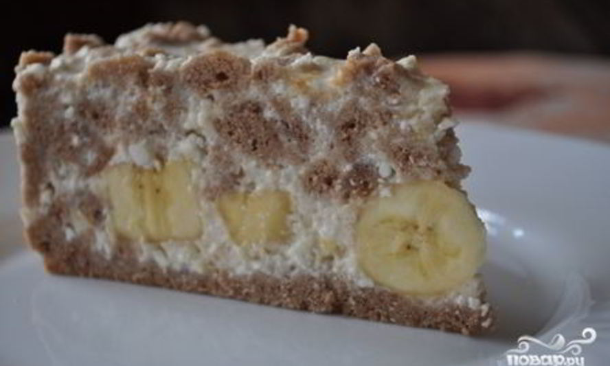 Рецепт творожно-бананового торт