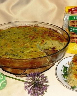 Гороховая запеканка с брынзой и шпинатом