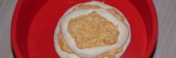 мраморная запеканка с тыквой и творогом