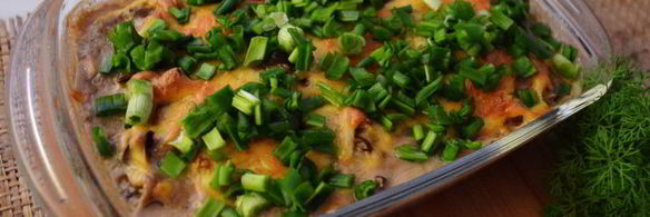 мясная запеканка с грибами