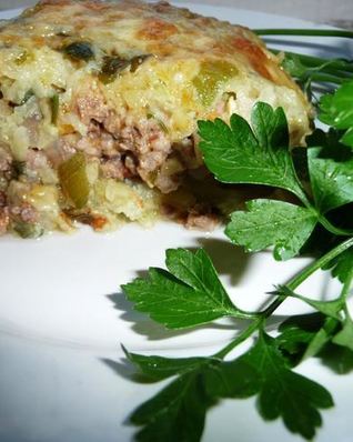 Овощная запеканка с фаршем