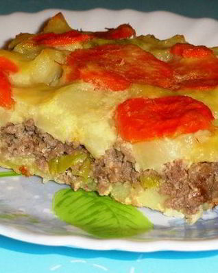 Овощная запеканка с сыром и мясом