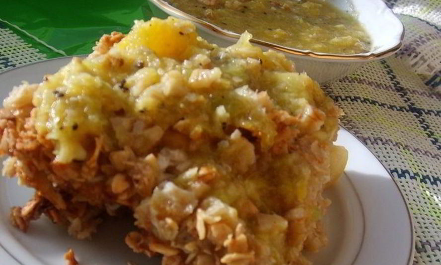 Рецепт овсяной запеканки с соусом из киви и апельсина