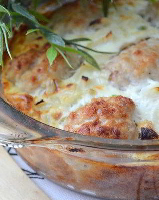 Рисовая запеканка с куриными шариками