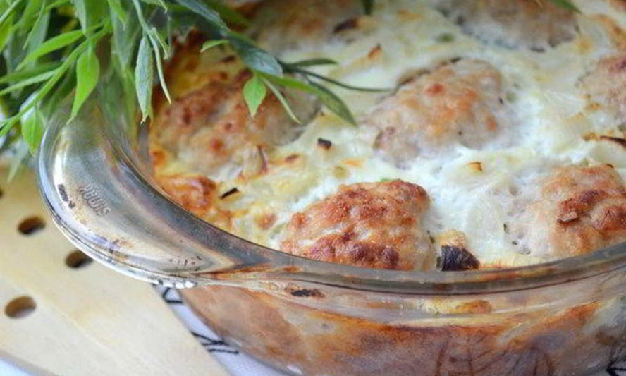 Рецепт рисовой запеканки с куриными шариками