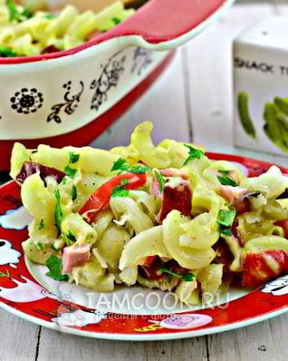 Запеканка из макарон с колбасой