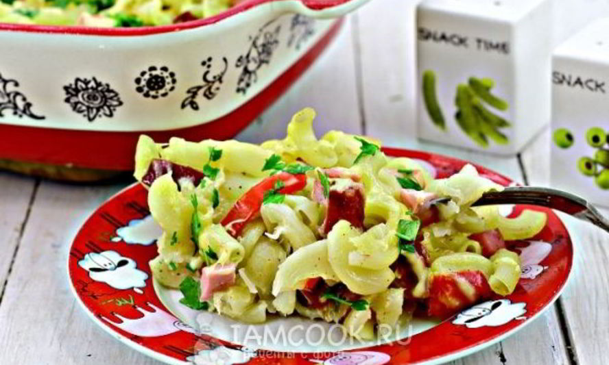 Рецепт запеканки из макарон с колбасой