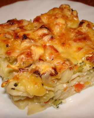 Запеканка из макарон с курицей