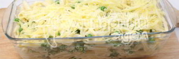 запеканка из макарон с сыром и зеленым горошком