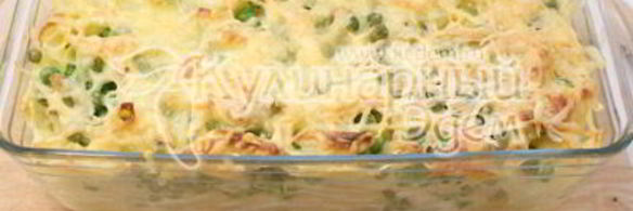 запеканка из макарон с сыром и зеленым горошком