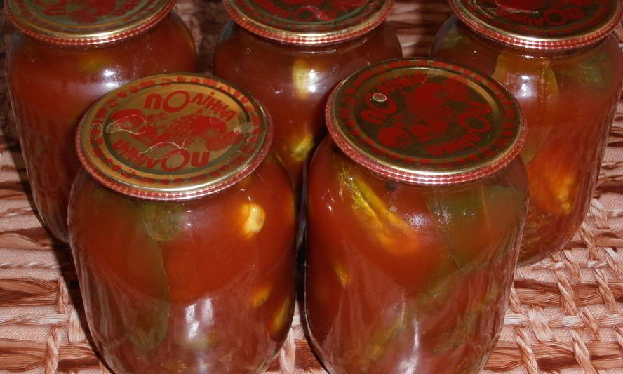 Рецепт огурцов в томате на зиму