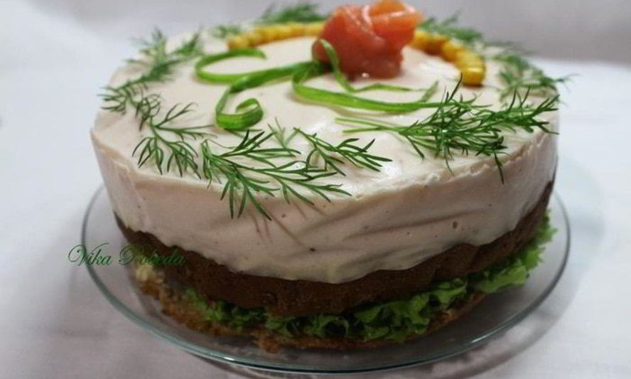 Рецепт бутербродного торта-мусса со слабосоленым лососем и фетой