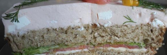 бутербродный торт-мусс со слабосоленым лососем и фетой