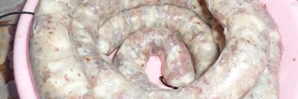 домашняя колбаса с гречкой