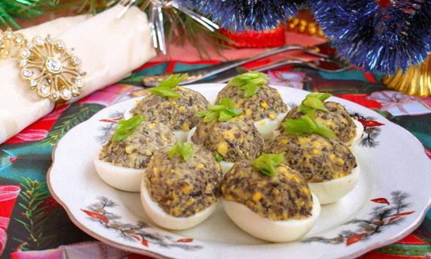 Рецепт яиц фаршированных грибами
