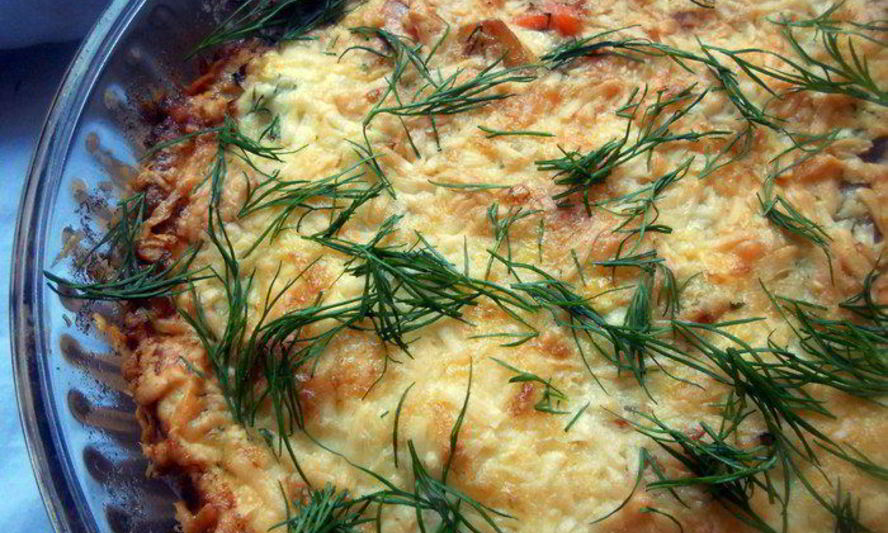 Рецепт фриттаты с форелью, картофелем и творожным сыром