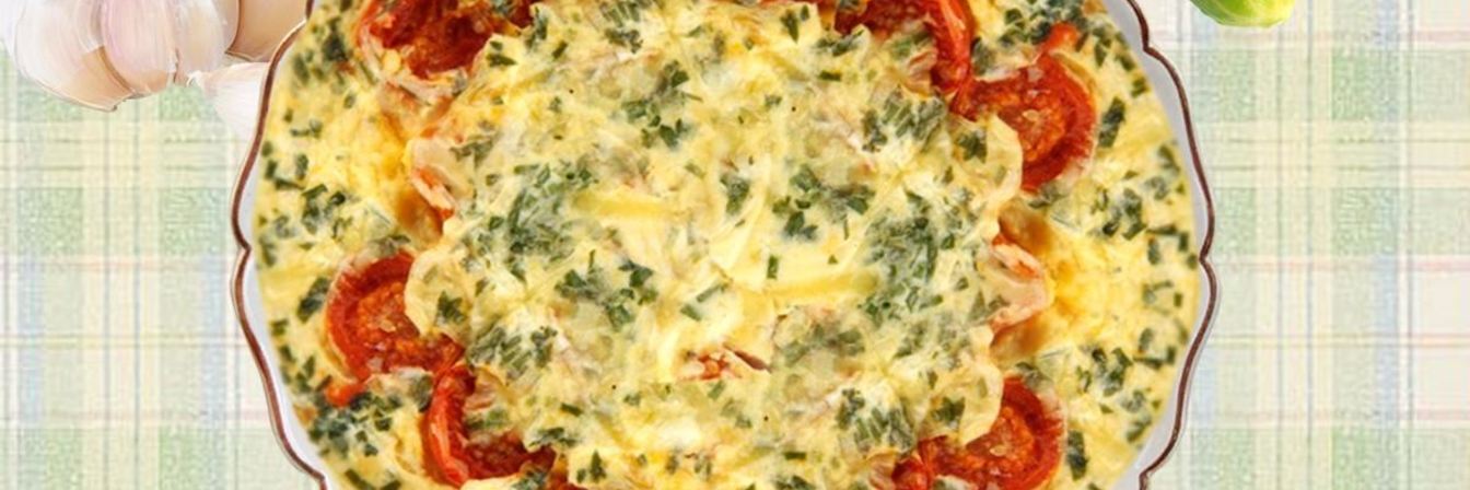 Омлет на пару с помидорами