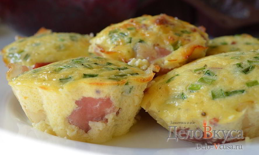 Рецепт омлета с беконом в формочках