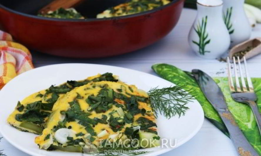 Рецепт омлета с кабачком и шпинатом