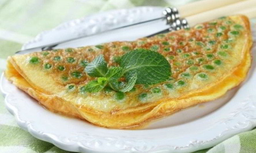 Рецепт омлета с мятой и зеленым горошком