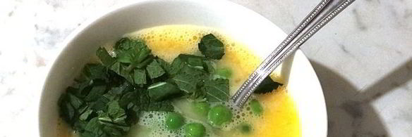 омлет с мятой и зеленым горошком