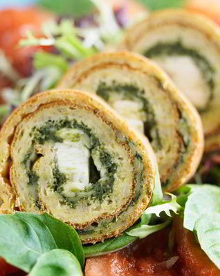 Омлетные трубочки со шпинатом и хлопьями