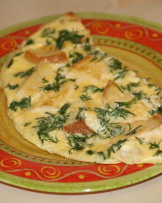 Пышный омлет с гренками