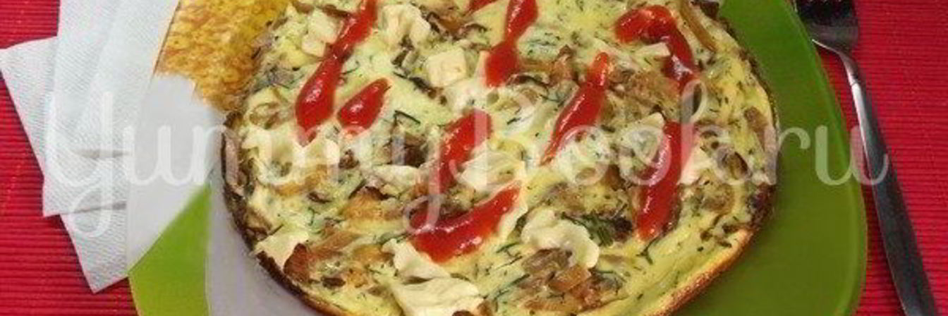 Жаренный омлет с капустой