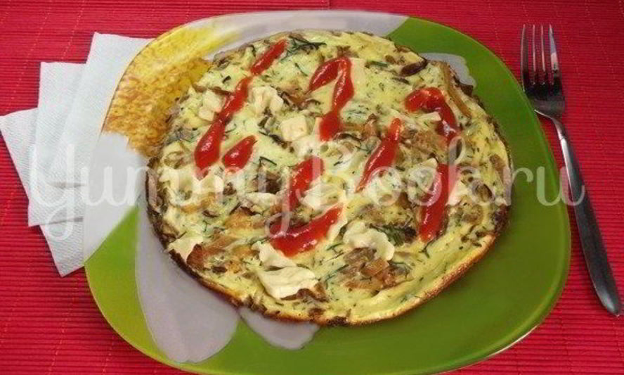 Рецепт жаренного омлета с капустой