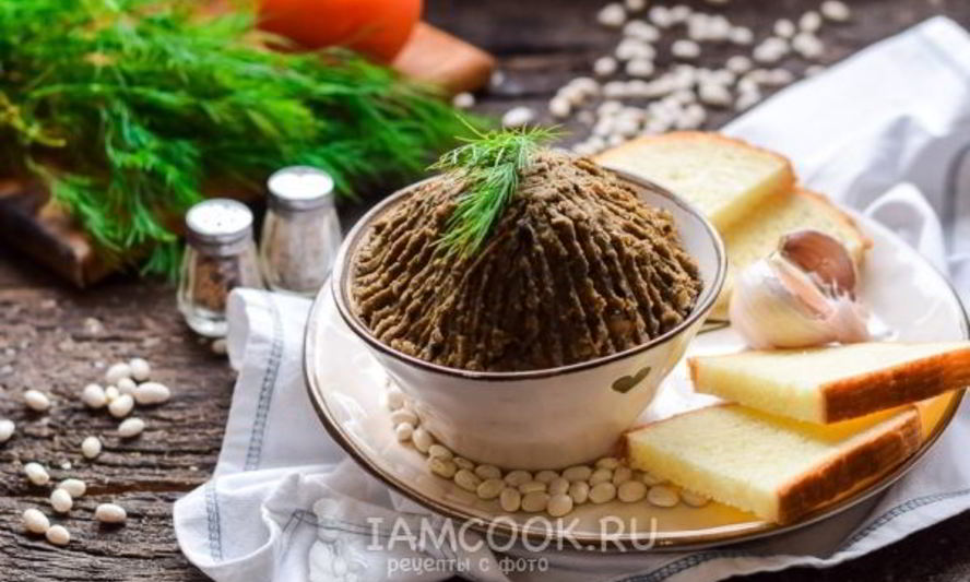 Рецепт паштета из фасоли с сушеными грибами