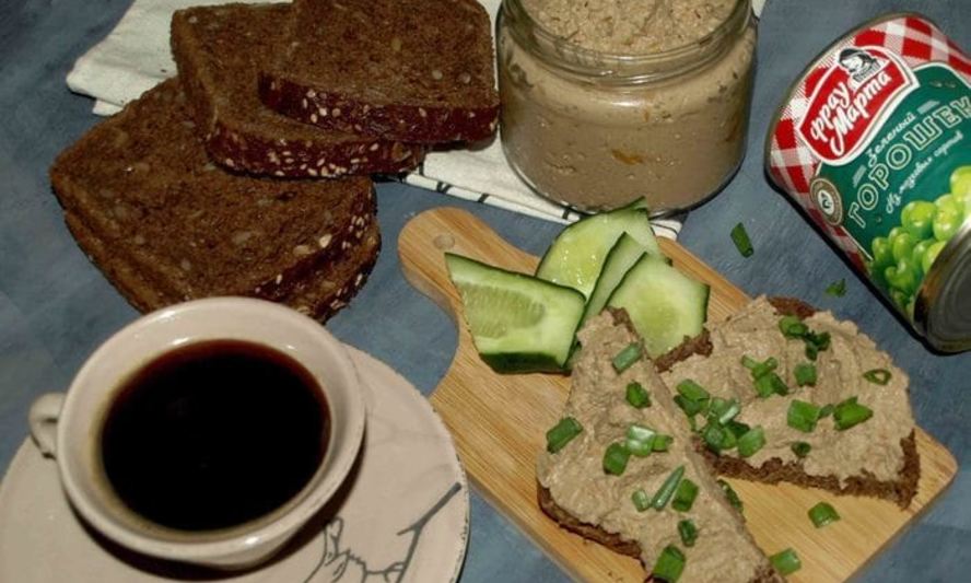 Рецепт паштета из куриной печени и зеленого горошка