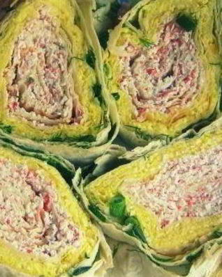 Крабовый рулет из лаваша Светофор