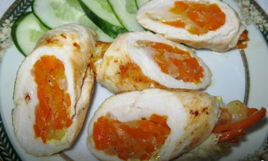 Рецепт куриного рулета с овощами