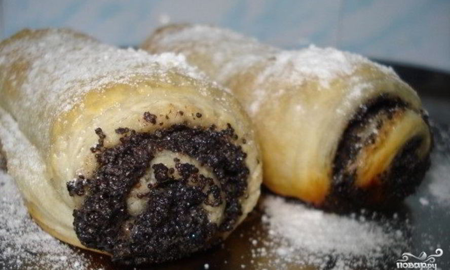 Рецепт макового рулета из слоеного теста