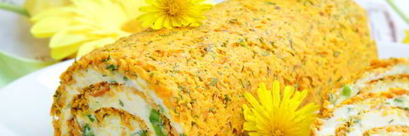 морковный рулет с сырной начинкой