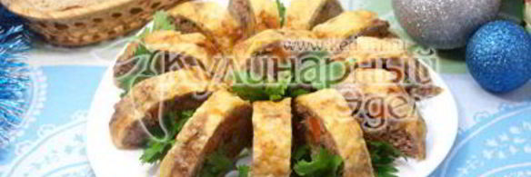 мясной рулет с грибами и сыром
