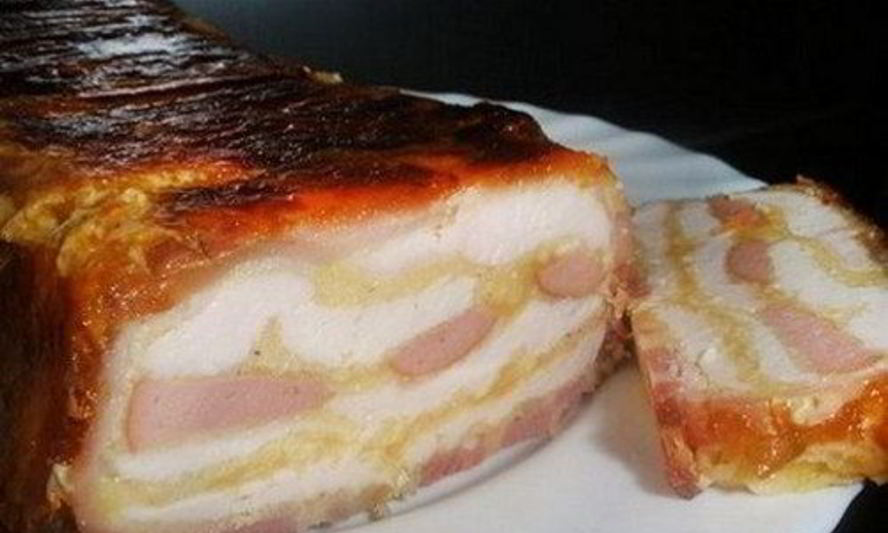 Рецепт мясного рулета в копченом беконе