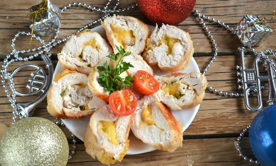 Рецепт новогоднего рулета из курицы