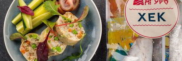 паровой рулет с хеком и овощами