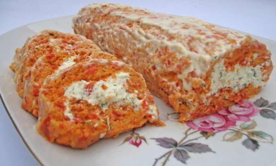 Рецепт рулета из болгарского перца с творогом и зеленью