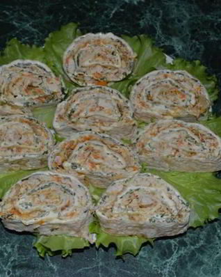 Рулет из лаваша с куриной грудкой