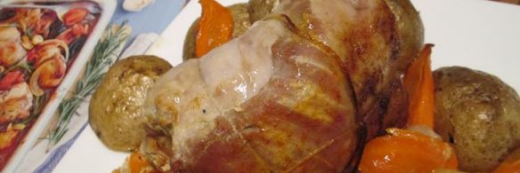 рулет из пашины, запеченный с овощами