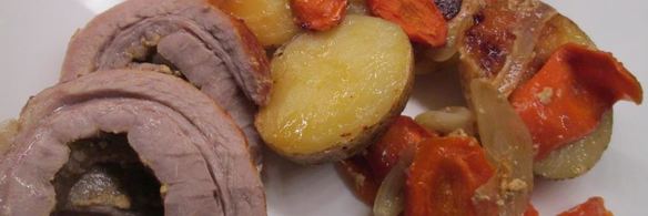 рулет из пашины, запеченный с овощами