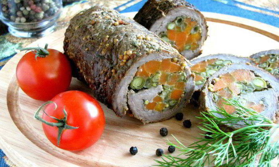 Рецепт рулета из телятины с овощами