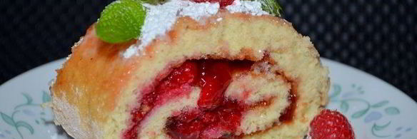 рулет с малиной