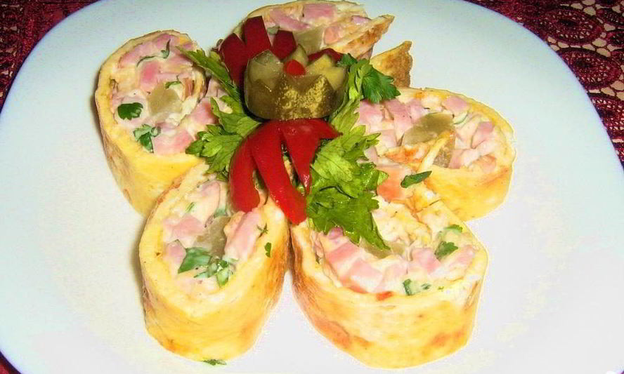 Рецепт рулета с ветчиной